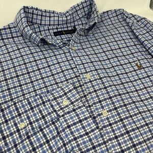 Polo Ralph Lauren Shirt XXL Mens Blue White Plaid Check Long Sleeve Button Down
